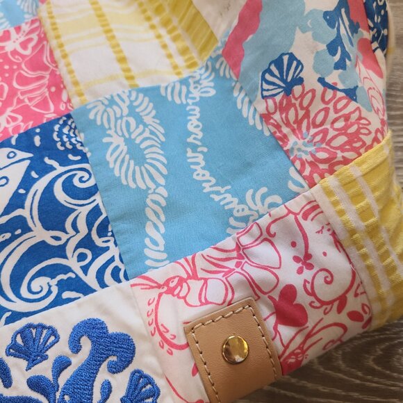 Lily Pulitzer Quilted Beach Tote Carry All - Koi Fish Checkered - Picture 12 of 16